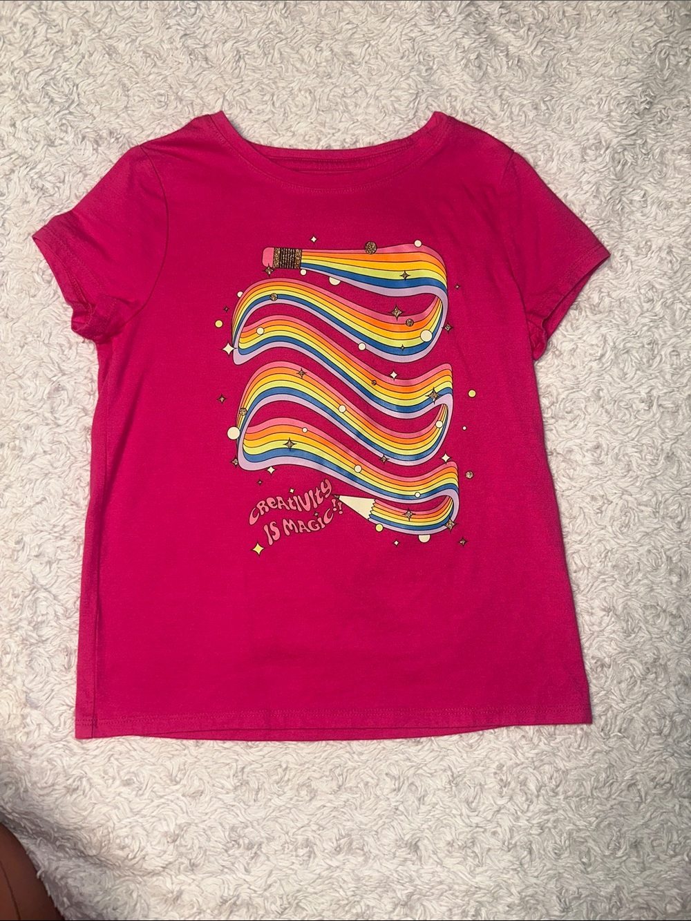 Cat & Jack Hot Pink Rainbow Pencil Graphic Tee